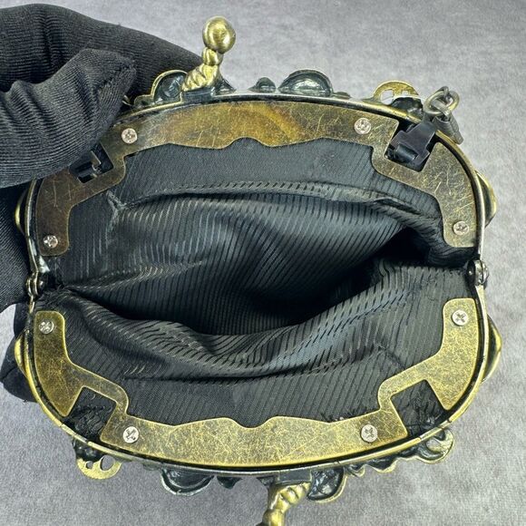 Vintage NWT Silk Beaded Embroidered Black Evening Framed Bag - Picture 13 of 13